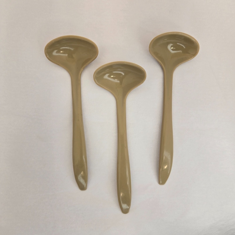 Vintage Tupperware mini condiment ladles/spoons part 872 1970-1980 Almond/Tan